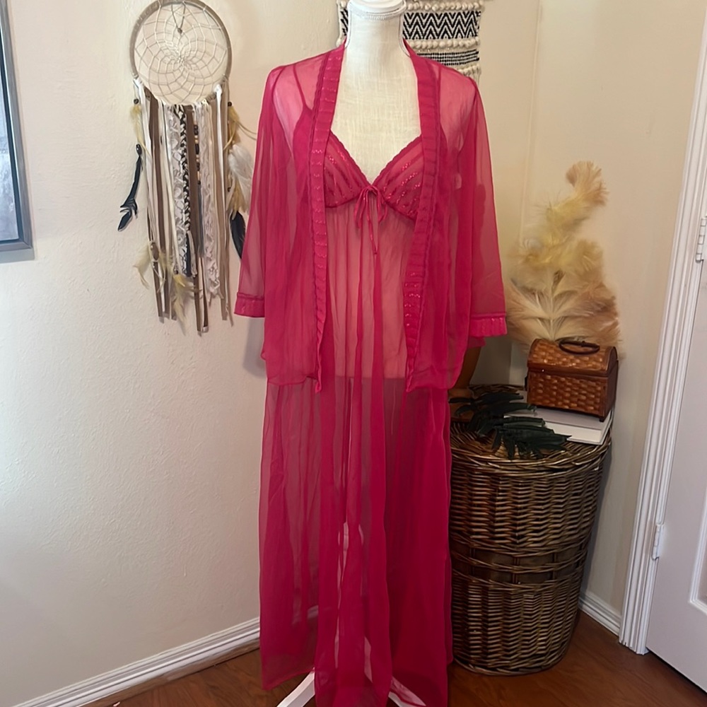 Vintage Sears Two Piece Lingerie Set- Pink / Size Small